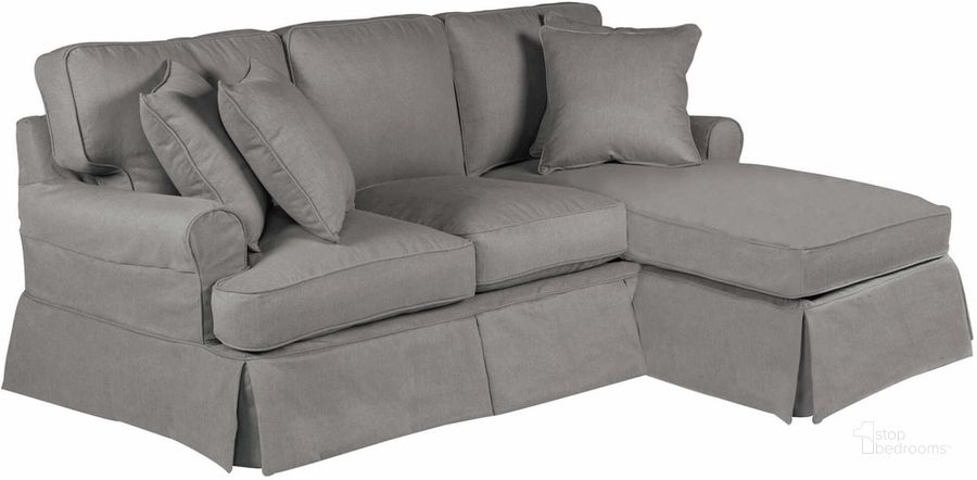 The appearance of Horizon Slipcover For T-Cushion Sectional Sofa With Chaise In Gray designed by Sunset Trading in the traditional interior design. This gray piece of furniture  was selected by 1StopBedrooms from Horizon Collection to add a touch of cosiness and style into your home. Sku: SU-117678SC-391094. Material: Polyester. Product Type: Cover. Image1