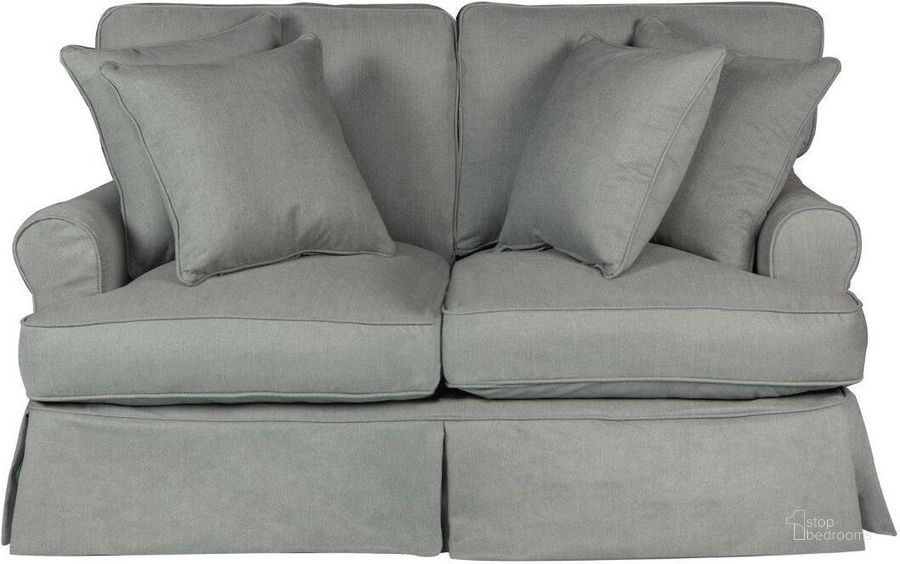 The appearance of Horizon Gray T-Cushion Slipcovered Loveseat designed by Sunset Trading in the traditional interior design. This grey piece of furniture  was selected by 1StopBedrooms from Horizon Collection to add a touch of cosiness and style into your home. Sku: SU-117610-391094. Material: Wood. Product Type: Loveseat. Image1