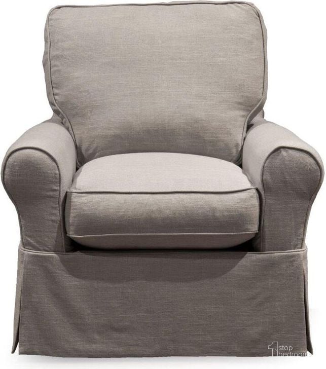 The appearance of Horizon Light Gray Slipcovered Swivel Rocking Chair designed by Sunset Trading in the modern / contemporary interior design. This light gray piece of furniture  was selected by 1StopBedrooms from Horizon Collection to add a touch of cosiness and style into your home. Sku: SU-114993-220591. Material: Wood. Product Type: Swivel Chair. Image1