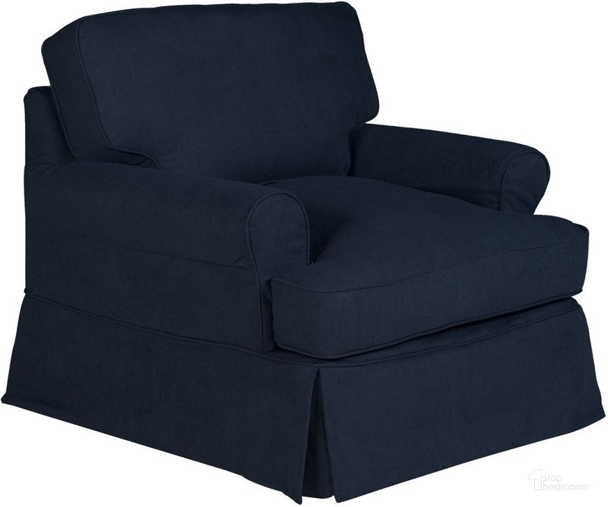 The appearance of Horizon Slipcover For T-Cushion Chair In Navy Blue designed by Sunset Trading in the traditional interior design. This navy blue piece of furniture  was selected by 1StopBedrooms from Horizon Collection to add a touch of cosiness and style into your home. Sku: SU-117620SC-391049. Material: Polyester. Product Type: Cover. Image1