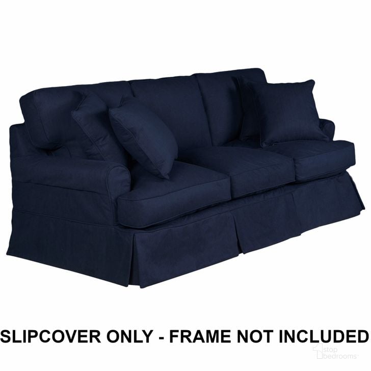 The appearance of Horizon Slipcover For T-Cushion Sofa In Navy Blue designed by Sunset Trading in the traditional interior design. This navy blue piece of furniture  was selected by 1StopBedrooms from Horizon Collection to add a touch of cosiness and style into your home. Sku: SU-117600SC-391049. Material: Polyester. Product Type: Cover. Image1