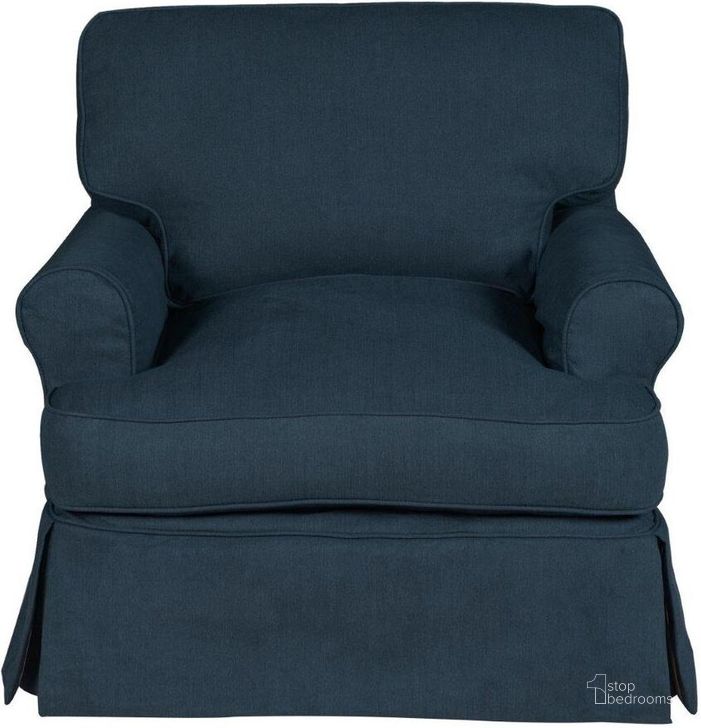 The appearance of Horizon Navy Blue Slipcovered T-Cushion Chair designed by Sunset Trading in the traditional interior design. This navy blue piece of furniture  was selected by 1StopBedrooms from Horizon Collection to add a touch of cosiness and style into your home. Sku: SU-117620-391049. Material: Wood. Product Type: Accent Chair. Image1