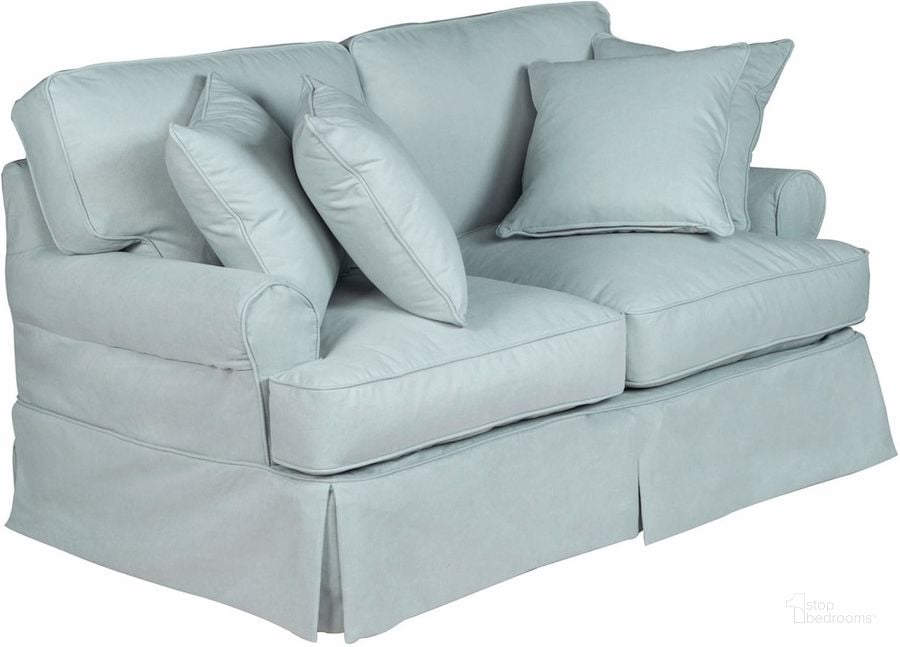 The appearance of Horizon Slipcover For T-Cushion Loveseat In Aqua Blue designed by Sunset Trading in the traditional interior design. This aqua blue piece of furniture  was selected by 1StopBedrooms from Horizon Collection to add a touch of cosiness and style into your home. Sku: SU-117610SC-391043. Material: Polyester. Product Type: Cover. Image1