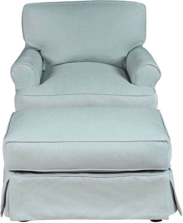 The appearance of Horizon Slipcover Set For T-Cushion Chair and Ottoman In Aqua Blue designed by Sunset Trading in the traditional interior design. This aqua blue piece of furniture  was selected by 1StopBedrooms from Horizon Collection to add a touch of cosiness and style into your home. Sku: SU-117620SC-391043;SU-117630SC-391043. Material: Polyester. Product Type: Cover. Image1