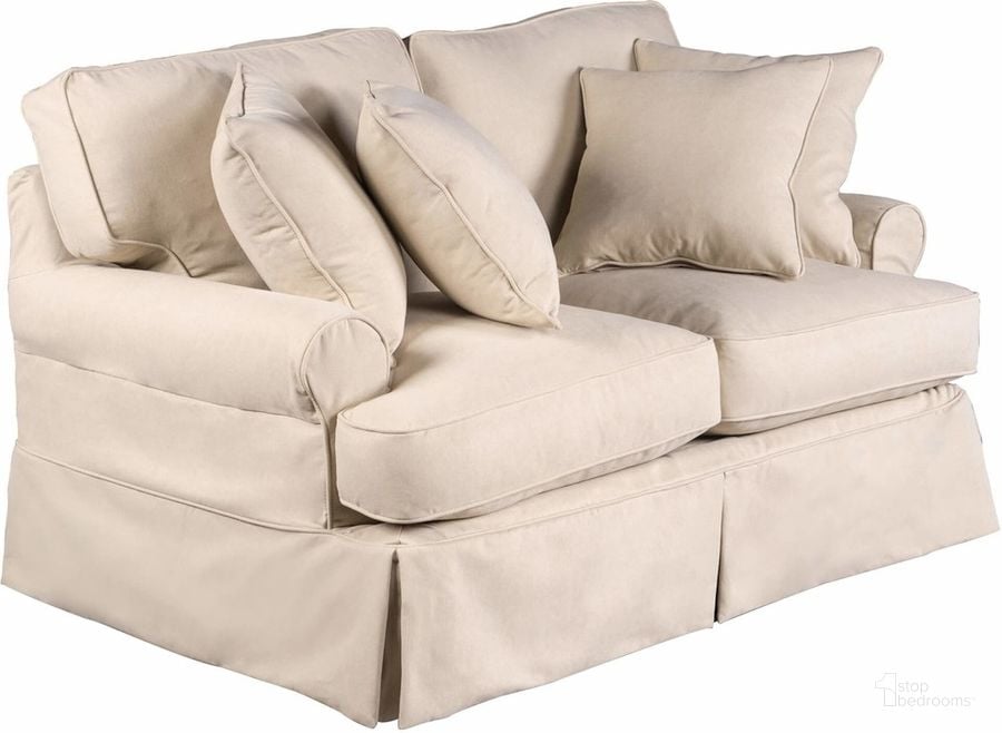 The appearance of Horizon Slipcover For T-Cushion Loveseat In Tan designed by Sunset Trading in the traditional interior design. This tan piece of furniture  was selected by 1StopBedrooms from Horizon Collection to add a touch of cosiness and style into your home. Sku: SU-117610SC-391084. Material: Polyester. Product Type: Cover. Image1
