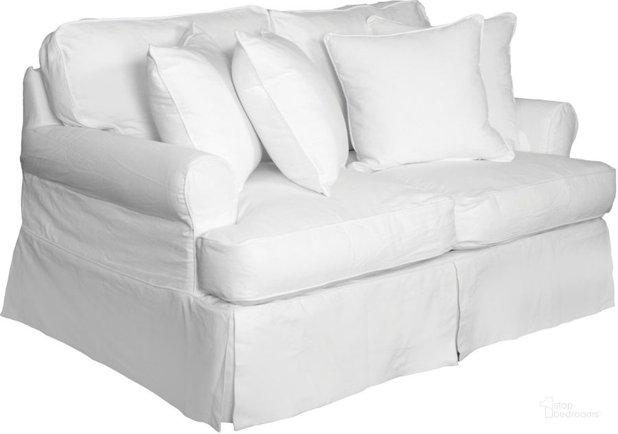 The appearance of Horizon Slipcover For T-Cushion Loveseat In Warm White designed by Sunset Trading in the traditional interior design. This warm white piece of furniture  was selected by 1StopBedrooms from Horizon Collection to add a touch of cosiness and style into your home. Sku: SU-117610SC-423080. Material: Cotton. Product Type: Cover. Image1