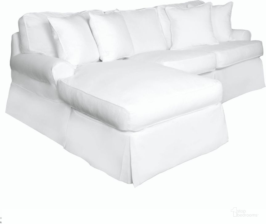 The appearance of Horizon Slipcover For T-Cushion Sectional Sofa With Chaise In Warm White designed by Sunset Trading in the traditional interior design. This warm white piece of furniture  was selected by 1StopBedrooms from Horizon Collection to add a touch of cosiness and style into your home. Sku: SU-117678SC-423080. Material: Cotton. Product Type: Cover. Image1