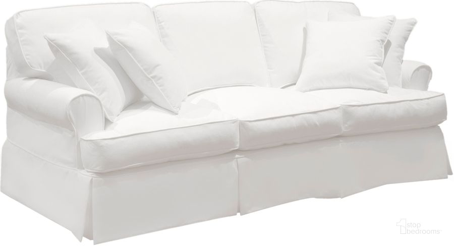 The appearance of Horizon Slipcover For T-Cushion Sofa In Warm White designed by Sunset Trading in the traditional interior design. This warm white piece of furniture  was selected by 1StopBedrooms from Horizon Collection to add a touch of cosiness and style into your home. Sku: SU-117600SC-423080. Material: Cotton. Product Type: Cover. Image1