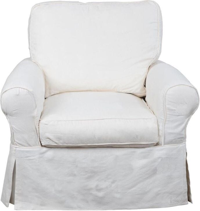 The appearance of Horizon Warm White Slipcovered Swivel Rocking Chair designed by Sunset Trading in the transitional interior design. This warm white piece of furniture  was selected by 1StopBedrooms from Horizon Collection to add a touch of cosiness and style into your home. Sku: SU-114993-423080. Material: Wood. Product Type: Swivel Chair. Image1