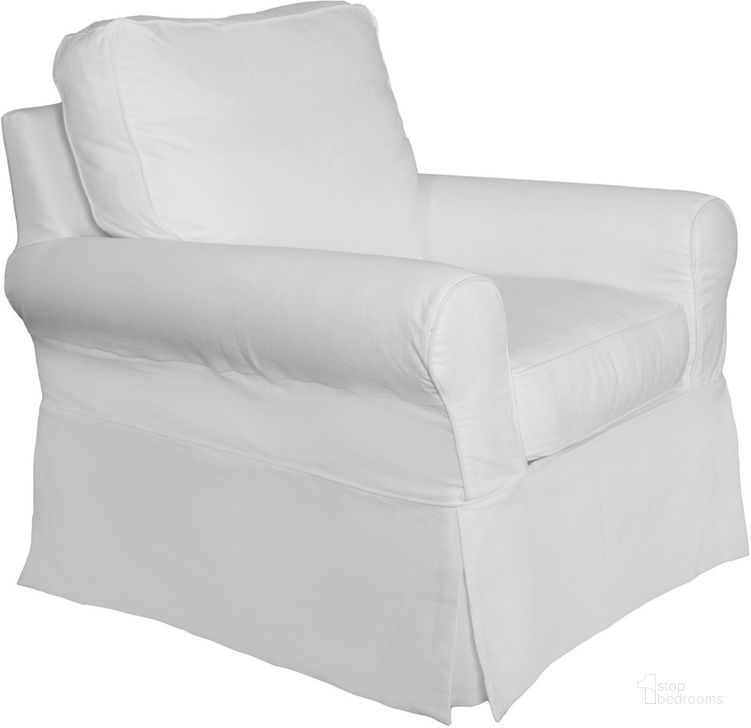 The appearance of Horizon Slipcover For Box Cushion Chair In White designed by Sunset Trading in the traditional interior design. This white piece of furniture  was selected by 1StopBedrooms from Horizon Collection to add a touch of cosiness and style into your home. Sku: SU-114993SC-391081. Material: Polyester. Product Type: Cover. Image1
