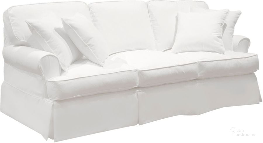 The appearance of Horizon Slipcover For T-Cushion Sofa In White designed by Sunset Trading in the traditional interior design. This white piece of furniture  was selected by 1StopBedrooms from Horizon Collection to add a touch of cosiness and style into your home. Sku: SU-117600SC-391081. Material: Polyester. Product Type: Cover. Image1