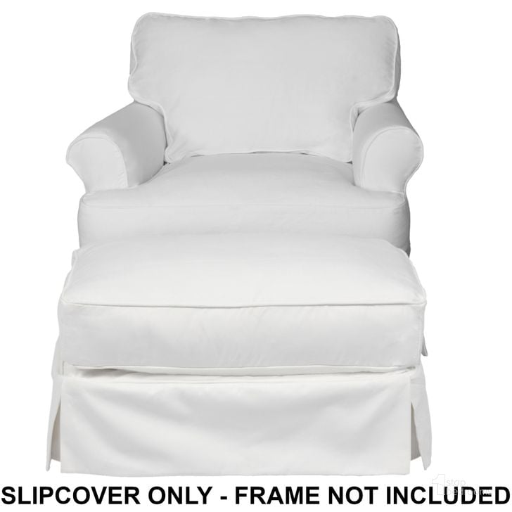 The appearance of Horizon Slipcover Set For T-Cushion Chair and Ottoman In White designed by Sunset Trading in the traditional interior design. This white piece of furniture  was selected by 1StopBedrooms from Horizon Collection to add a touch of cosiness and style into your home. Sku: SU-117620SC-391081;SU-117630SC-391081. Material: Polyester. Product Type: Cover. Image1