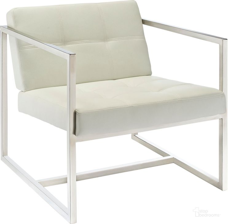 The appearance of Hover White Upholstered Vinyl Lounge Chair designed by Modway in the modern / contemporary interior design. This white piece of furniture  was selected by 1StopBedrooms from Hover Collection to add a touch of cosiness and style into your home. Sku: EEI-263-WHI. Product Type: Living Room Chair. Material: Stainless Steel. Image1