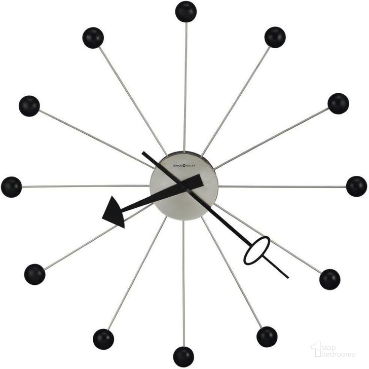 The appearance of Howard Miller Ball Clock II Wall Clock designed by Howard Miller in the modern / contemporary interior design. This black piece of furniture  was selected by 1StopBedrooms from Ball Collection to add a touch of cosiness and style into your home. Sku: 625527. Product Type: Wall Clock. Image1