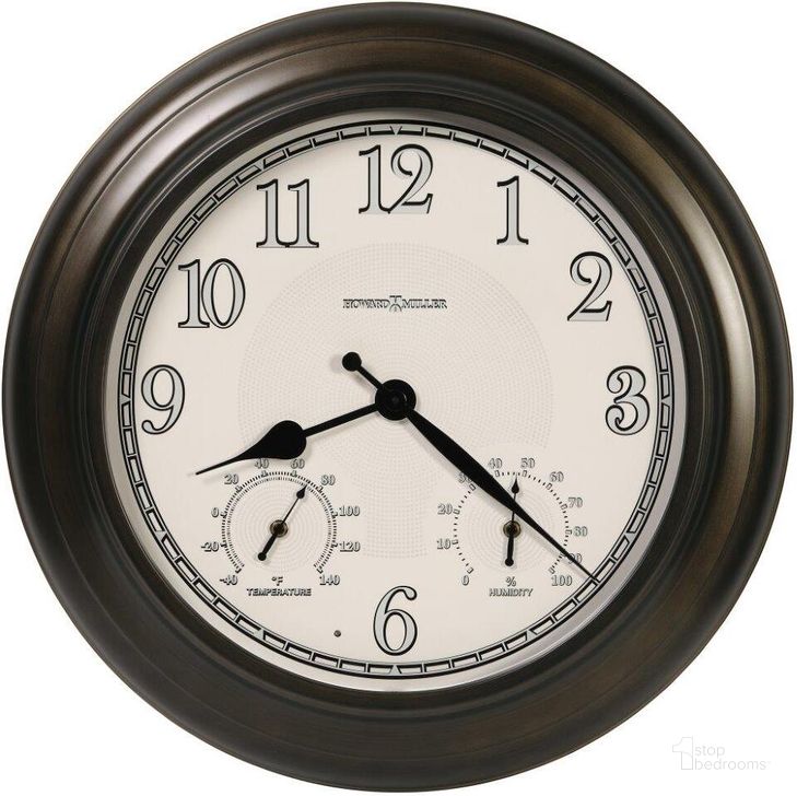 The appearance of Howard Miller Briar Outdoor Wall Clock designed by Howard Miller in the modern / contemporary interior design. This metal piece of furniture  was selected by 1StopBedrooms from  to add a touch of cosiness and style into your home. Sku: 625676. Product Type: Wall Clock. Image1