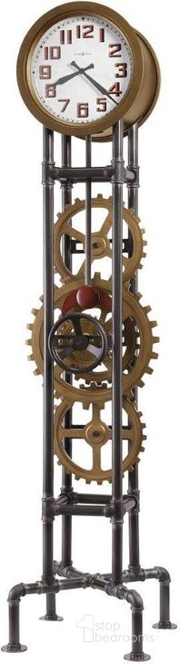 The appearance of Howard Miller Cogwheel Floor Clock designed by Howard Miller in the industrial interior design. This metal piece of furniture  was selected by 1StopBedrooms from Cogwheel Collection to add a touch of cosiness and style into your home. Sku: 615118. Product Type: Clock. Image1