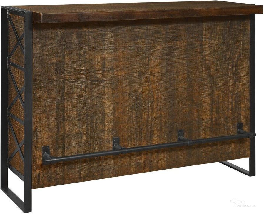 The appearance of Howard Miller Garrison Bar designed by Howard Miller in the transitional interior design. This dark brown piece of furniture  was selected by 1StopBedrooms from Garrison Collection to add a touch of cosiness and style into your home. Sku: 693042. Product Type: Bar Table. Image1