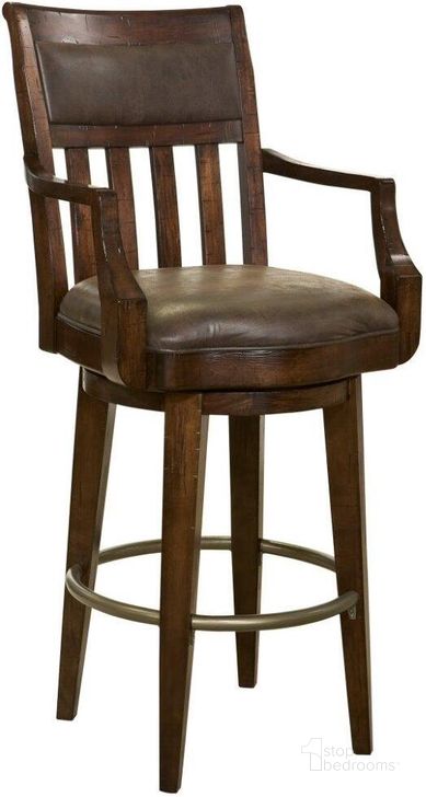 The appearance of Howard Miller Harbor Springs Bar Stool designed by Howard Miller in the traditional interior design. This dark brown piece of furniture  was selected by 1StopBedrooms from Harbor Collection to add a touch of cosiness and style into your home. Sku: 697030. Material: Wood. Product Type: Barstool.