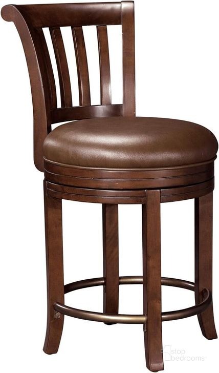 The appearance of Howard Miller Ithaca Pub Chair designed by Howard Miller in the modern / contemporary interior design. This dark brown piece of furniture  was selected by 1StopBedrooms from Ithaca Collection to add a touch of cosiness and style into your home. Sku: 697010. Material: Wood. Product Type: Barstool. Image1