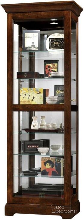 The appearance of Howard Miller Martindale Curio Cabinet designed by Howard Miller in the modern / contemporary interior design. This dark brown piece of furniture  was selected by 1StopBedrooms from Martindale Collection to add a touch of cosiness and style into your home. Sku: 680469. Material: Wood. Product Type: Curio Cabinet. Image1