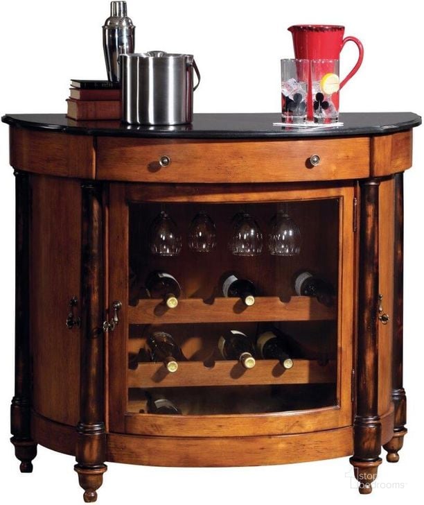 The appearance of Howard Miller Merlot Valley Wine Console designed by Howard Miller in the rustic / southwestern interior design. This brown piece of furniture  was selected by 1StopBedrooms from  to add a touch of cosiness and style into your home. Sku: 695016. Material: Wood. Product Type: Bar and Wine Cabinet. Image1