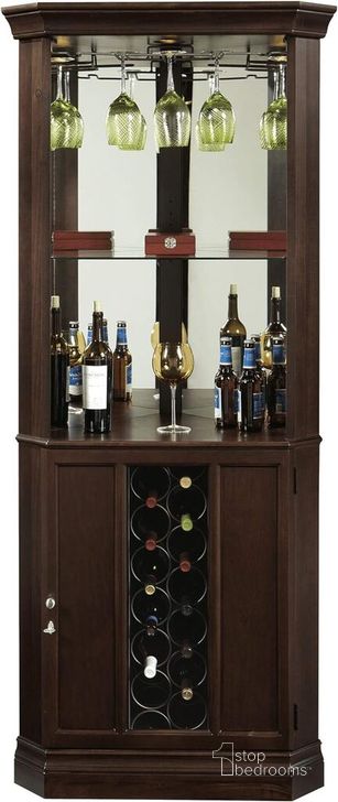 The appearance of Howard Miller Piedmont IIi Corner Wine Cabinet designed by Howard Miller in the traditional interior design. This brown piece of furniture  was selected by 1StopBedrooms from  to add a touch of cosiness and style into your home. Sku: 690007. Material: Wood. Product Type: Wine Cabinet. Image1