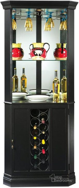 The appearance of Howard Miller Piedmont VIi Corner Wine Cabinet designed by Howard Miller in the traditional interior design. This black piece of furniture  was selected by 1StopBedrooms from Piedmont Collection to add a touch of cosiness and style into your home. Sku: 690048. Product Type: Wine Cabinet.