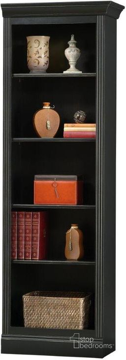 The appearance of Howard Miller Right Return Bookcase 920016 designed by Howard Miller in the modern / contemporary interior design. This black piece of furniture  was selected by 1StopBedrooms from Right Collection to add a touch of cosiness and style into your home. Sku: 920016. Material: Wood. Product Type: Bookcase. Image1