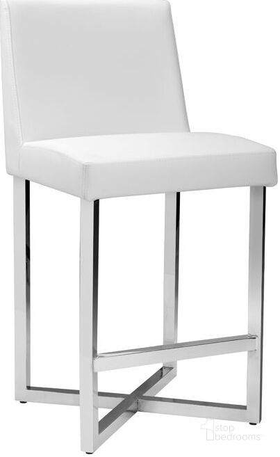 The appearance of Howard White Counter Stool designed by Sunpan in the modern / contemporary interior design. This white piece of furniture  was selected by 1StopBedrooms from Howard Collection to add a touch of cosiness and style into your home. Sku: 100220. Material: Faux Leather. Product Type: Barstool. Image1