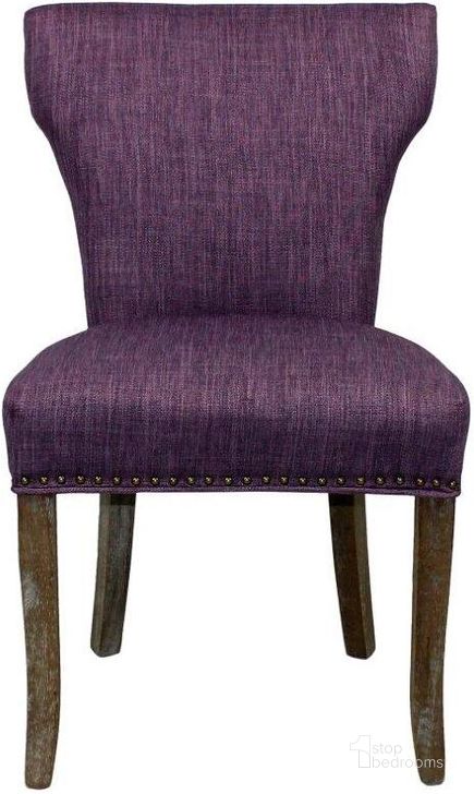 The appearance of Howell Side Chair In Purple designed by Moti in the transitional interior design. This purple piece of furniture  was selected by 1StopBedrooms from Howell Collection to add a touch of cosiness and style into your home. Sku: 88011090. Material: Wood. Product Type: Side Chair. Image1