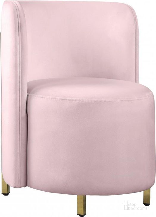 The appearance of Huber Pink Velvet Accent Chair designed by Furnique in the modern / contemporary interior design. This pink velvet piece of furniture  was selected by 1StopBedrooms from Huber Collection to add a touch of cosiness and style into your home. Sku: 518Pink-C. Product Type: Accent Chair. Material: Iron. Image1