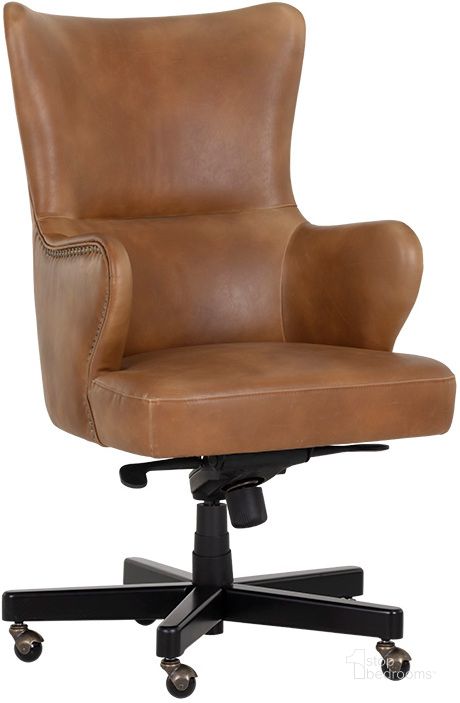 The appearance of Hubert Office Chair In Tobacco Tan designed by Sunpan in the modern / contemporary interior design. This tan piece of furniture  was selected by 1StopBedrooms from Hubert Collection to add a touch of cosiness and style into your home. Sku: 107526. Material: Faux Leather. Product Type: Office Chair. Image1