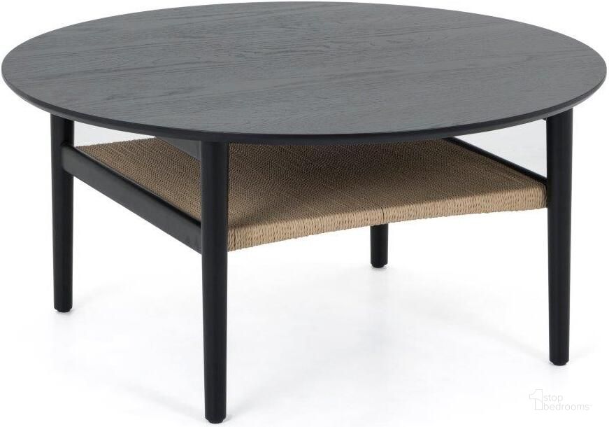 The appearance of Hudson Round Coffee Table In Charcoal and Natural designed by Union Home Furniture in the transitional interior design. This charcoal and natural piece of furniture  was selected by 1StopBedrooms from Hudson Collection to add a touch of cosiness and style into your home. Sku: LVR00753. Material: Wood. Product Type: Coffee Table. Image1
