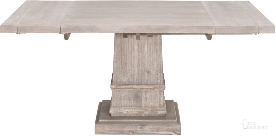 The appearance of Hudson Traditions Natural Gray 44" Square Extendable Dining Table designed by Essentials For Living in the traditional interior design. This gray piece of furniture  was selected by 1StopBedrooms from Traditions Collection to add a touch of cosiness and style into your home. Sku: 6031.NG. Table Base Style: Pedestal. Table Top Shape: Square. Material: Wood. Product Type: Dining Table. Size: 44". Image1