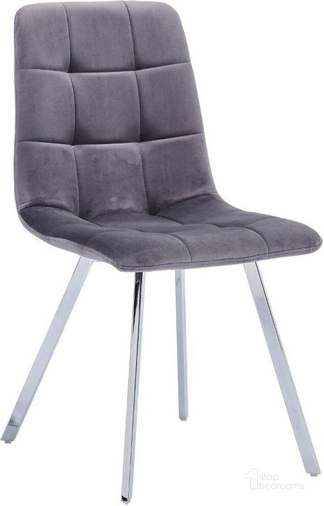 The appearance of Huey Gray Velvet Fabric Side Chair Set of 4 In Silver designed by Best Master Furniture in the modern / contemporary interior design. This gray/silver piece of furniture  was selected by 1StopBedrooms from Huey Collection to add a touch of cosiness and style into your home. Sku: H02GC. Product Type: Side Chair. Material: Velvet. Image1