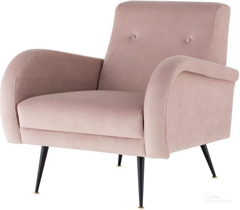 The appearance of Hugo Blush Fabric Occasional Chair designed by Nuevo in the modern / contemporary interior design. This blush piece of furniture  was selected by 1StopBedrooms from Hugo Collection to add a touch of cosiness and style into your home. Sku: HGSC393. Material: Fabric. Product Type: Accent Chair. Image1