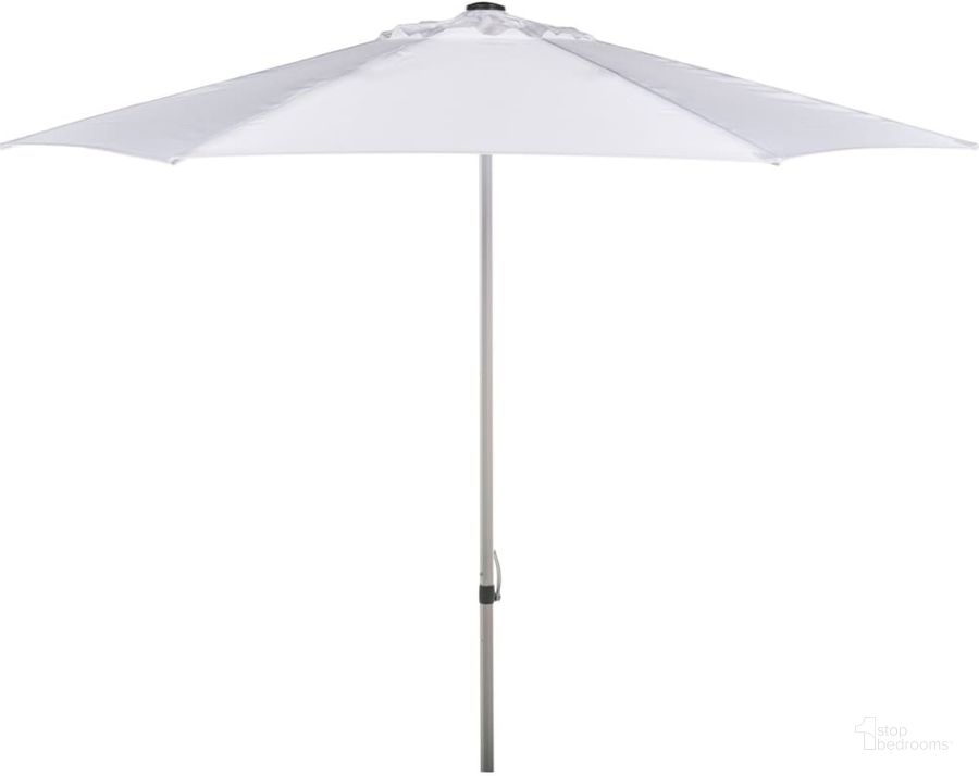 The appearance of Hurst White 9 Ft Push Up Umbrella designed by Safavieh in the modern / contemporary interior design. This white piece of furniture  was selected by 1StopBedrooms from Hurst Collection to add a touch of cosiness and style into your home. Sku: PAT8002F. Material: Aluminum. Product Type: Umbrella. Image1