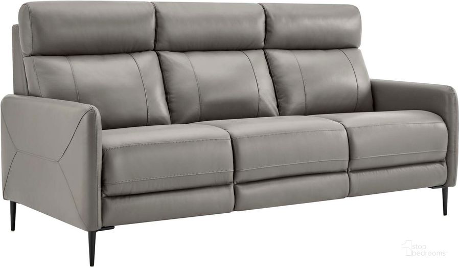 The appearance of Huxley Leather Sofa EEI-4561-GRY designed by Modway in the modern / contemporary interior design. This gray piece of furniture  was selected by 1StopBedrooms from Huxley Collection to add a touch of cosiness and style into your home. Sku: EEI-4561-GRY. Material: Wood. Product Type: Sofa. Image1