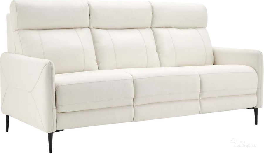 The appearance of Huxley Leather Sofa EEI-4561-WHI designed by Modway in the modern / contemporary interior design. This white piece of furniture  was selected by 1StopBedrooms from Huxley Collection to add a touch of cosiness and style into your home. Sku: EEI-4561-WHI. Material: Wood. Product Type: Sofa. Image1