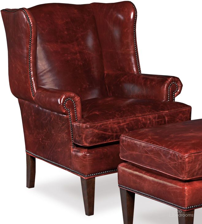 The appearance of Blakeley Red Leather Club Chair designed by Hooker in the traditional interior design. This red piece of furniture  was selected by 1StopBedrooms from Blakeley Collection to add a touch of cosiness and style into your home. Sku: CC408-069. Material: Leather. Product Type: Living Room Chair. Image1