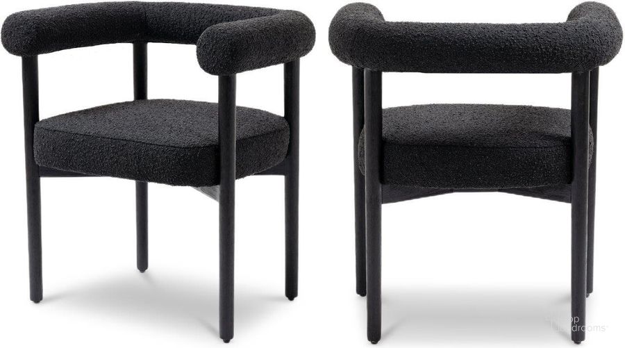 The appearance of Hyatt Black Boucle Fabric Dining Chair 560Black-C designed by Meridian in the transitional interior design. This black piece of furniture  was selected by 1StopBedrooms from Hyatt Collection to add a touch of cosiness and style into your home. Sku: 560Black-C. Product Type: Dining Chair. Material: Rubberwood. Image1