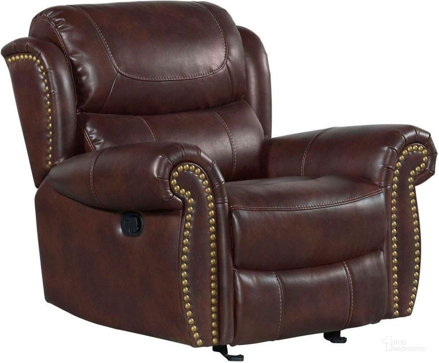 The appearance of Hyde Park Banner Mahogany Manual Glider Recliner designed by Intercon in the traditional interior design. This brown piece of furniture  was selected by 1StopBedrooms from Hyde Park Collection to add a touch of cosiness and style into your home. Sku: HK-RC-144MR-BMG-C. Product Type: Recliner. Image1