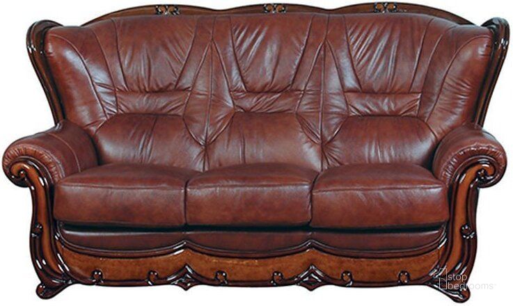 The appearance of 100 Leather Sofa designed by ESF in the traditional interior design. This brown piece of furniture  was selected by 1StopBedrooms from 100 Collection to add a touch of cosiness and style into your home. Sku: 1003. Product Type: Sofa. Material: Leather Match.