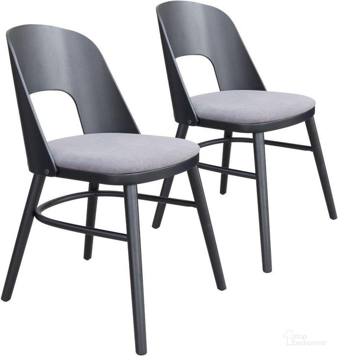 The appearance of Iago Dining Chair Set Of 2 In Gray And Black designed by Zuo Modern in the modern / contemporary interior design. This gray and black piece of furniture  was selected by 1StopBedrooms from Iago Collection to add a touch of cosiness and style into your home. Sku: 109216. Product Type: Dining Chair. Material: Rubberwood. Image1