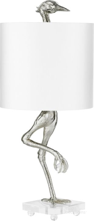 The appearance of Ibis Silver Leaf Table Lamp designed by Cyan Design in the modern / contemporary interior design. This silver and grey piece of furniture  was selected by 1StopBedrooms from Ibis Collection to add a touch of cosiness and style into your home. Sku: 10362. Material: Resin. Product Type: Table Lamp.