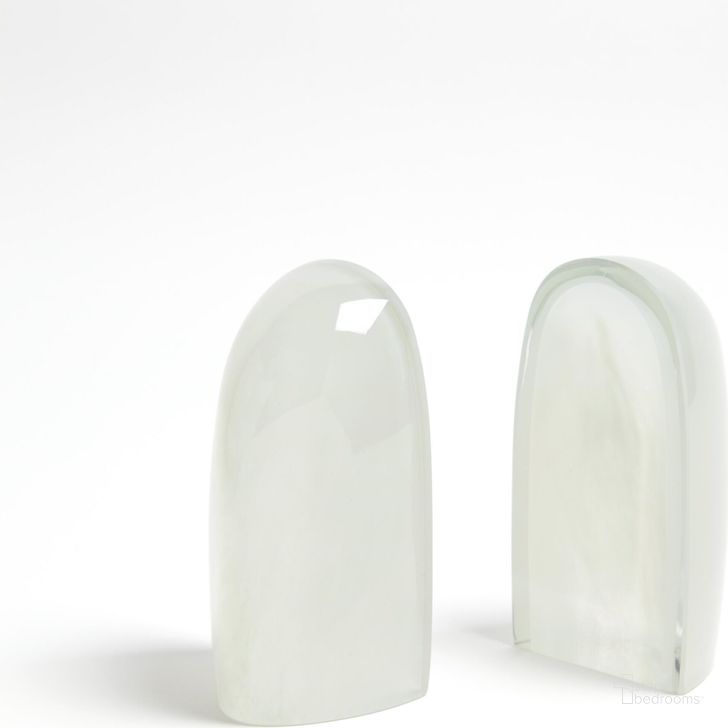 The appearance of Iceberg Bookends In Mist designed by Global Views in the modern / contemporary interior design. This white piece of furniture  was selected by 1StopBedrooms from Iceberg Collection to add a touch of cosiness and style into your home. Sku: BB-6.60011. Material: Glass. Product Type: Bookends. Image1