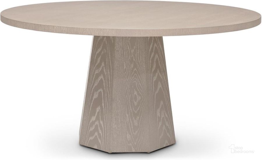 The appearance of IE Series Kaia Round Dining Table In Taupe Grey designed by Urbia in the modern / contemporary interior design. This grey piece of furniture  was selected by 1StopBedrooms from IE Series Collection to add a touch of cosiness and style into your home. Sku: IE-KA-DT-60-GY. Table Base Style: Pedestal. Table Top Shape: Round. Product Type: Dining Table. Material: MDF. Image1
