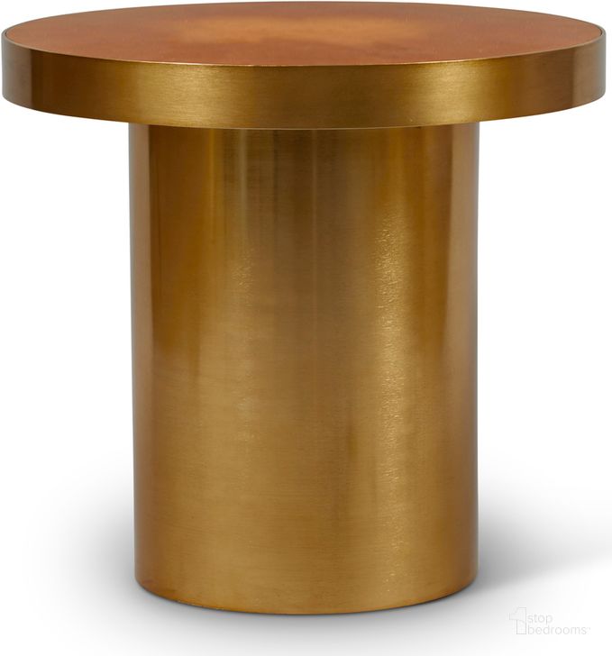 The appearance of Ie Series Lara End Table In Oak Burl Top and Brass Frame designed by Urbia in the modern / contemporary interior design. This brass piece of furniture  was selected by 1StopBedrooms from IE Series Collection to add a touch of cosiness and style into your home. Sku: IE-LARA-ET. Product Type: End Table. Material: Engineered Wood. Image1