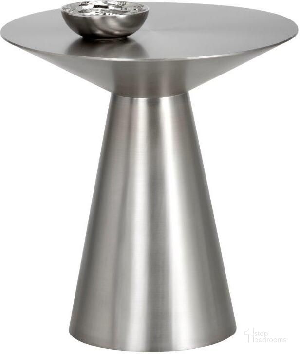 The appearance of Ikon Carmel Silver Side Table designed by Sunpan in the modern / contemporary interior design. This silver piece of furniture  was selected by 1StopBedrooms from Ikon Collection to add a touch of cosiness and style into your home. Sku: 103009. Product Type: End Table. Material: Stainless Steel. Image1