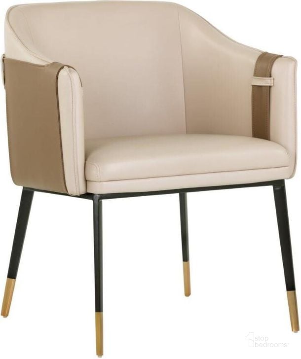 The appearance of Ikon Napa Beige Leather Carter Armchair designed by Sunpan in the modern / contemporary interior design. This beige piece of furniture  was selected by 1StopBedrooms from Ikon Collection to add a touch of cosiness and style into your home. Sku: 103789. Material: Faux Leather. Product Type: Dining Chair. Image1